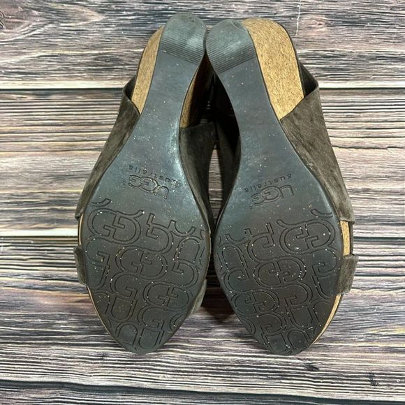 Ugg Hazel II Strappy Brown Suede Women's Wedges - Picture 6 of 8